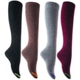 thumbnail image 1 of Lian LifeStyle Women's 4 Pairs Awesome, Breathable, Fancy and Cozy Knee High Cotton Boot Socks LW158212 Size 6-9 4P4C2 No Navy, 1 of 3