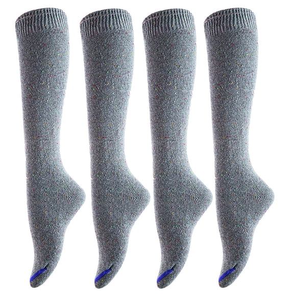 Lian LifeStyle Women's 4 Pairs Awesome, Breathable, Fancy and Cozy Knee High Cotton Boot Socks LW158212 Size 6-9 Grey
