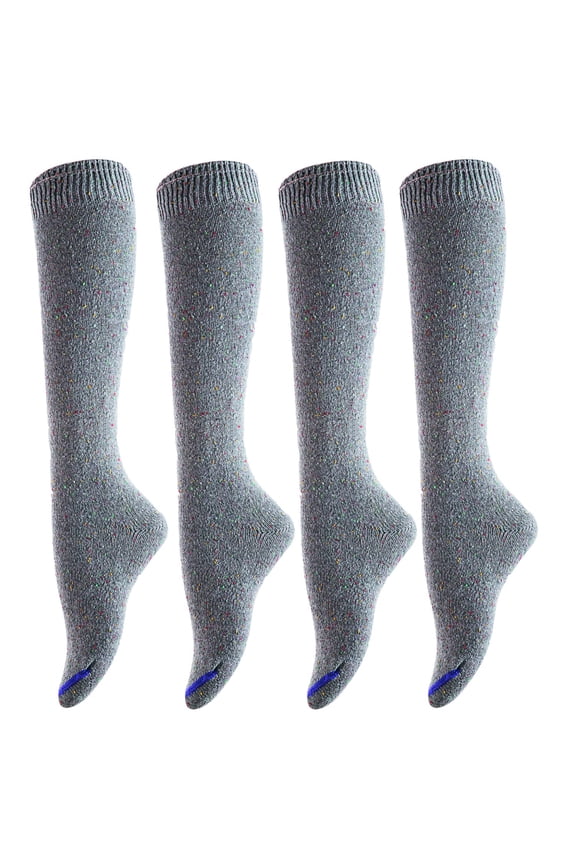 Lian LifeStyle Women's 4 Pairs Awesome, Breathable, Fancy and Cozy Knee High Cotton Boot Socks LW158212 Size 6-9 Grey