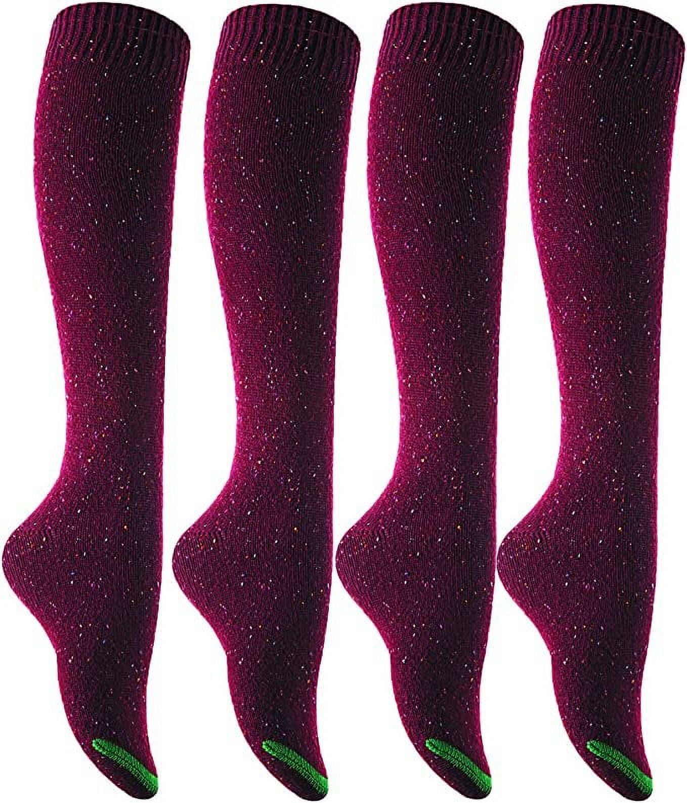 HENNY RUE Lian LifeStyle Women's 4 Pairs Awesome Breathable Fancy and Cozy Knee High Cotton Boot Socks Size 6-9 4 Wine