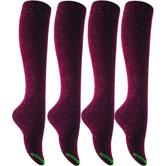 Lian LifeStyle Women's 4 Pairs Awesome Breathable Fancy and Cozy Knee High Cotton Boot Socks Size 6-9 4 Wine