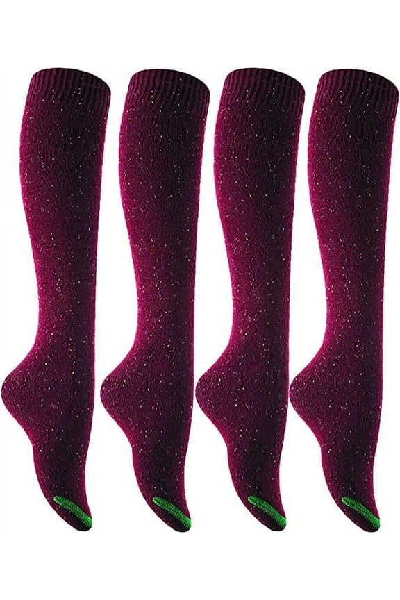 Lian LifeStyle Women's 4 Pairs Awesome Breathable Fancy and Cozy Knee High Cotton Boot Socks Size 6-9 4 Wine
