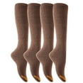 thumbnail image 1 of Lian LifeStyle Women's 4 Pairs Awesome Breathable Fancy and Cozy Knee High Cotton Boot Socks Size 6-9 Coffee, 1 of 4