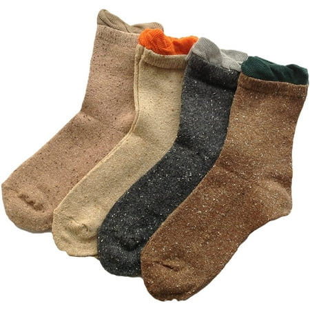 Lian LifeStyle Women's 4 Pairs Cotton Crew Socks Dots Size 6-9 4 Color