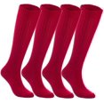 thumbnail image 1 of Lian LifeStyle Women's 4 Pairs Knee High Knitted Wool Socks Stripped FS05 Size 7-9(Red), 1 of 4