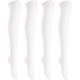 thumbnail image 1 of Lian LifeStyle Women's 4 Pairs Over Knee High Thigh-High Cotton Socks LLS1024 Size 6-9(White), 1 of 3
