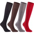 thumbnail image 1 of Lian LifeStyle Women's 4 Pairs Pack High Crew Knee High Wool Boot Socks Size 7-9 4 Colors LLS1412-4p4c6 (Black, Coffee, Wine, Coral), 1 of 4