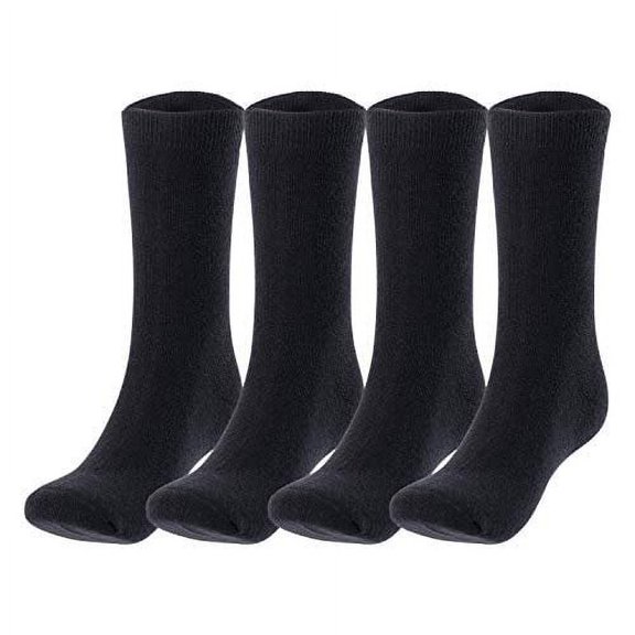 Lian LifeStyle Women's 4 Pairs Perfect Fit, Cozy, Cute, And Comfortable Wool Crew Socks With Wide Range Colors HR1802 Size 6-9 (Black)