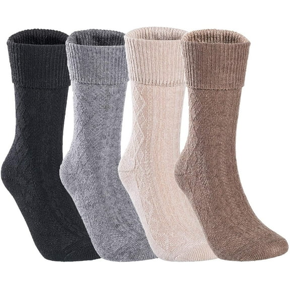 Lian LifeStyle Women's 4 Pairs Perfect Fit, Cozy, Cute, And Comfortable Wool Crew Socks With Wide Range Colors L1860 Size 6-9 -Assorted