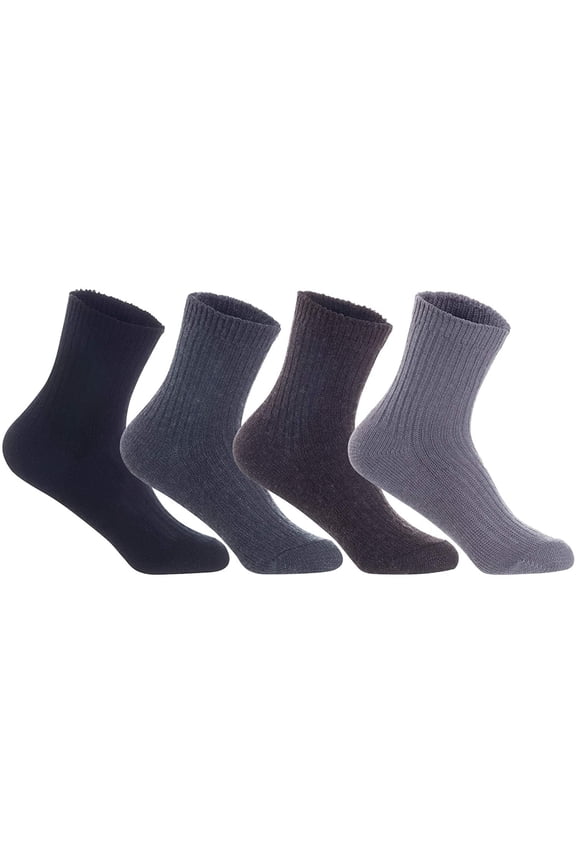 Women's 4 Pairs Perfect Fit Wool Crew Socks for Healthy Feet Wide Range of Colors and Styles LK08 Size Size 6-9 Random