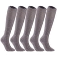 thumbnail image 1 of Lian LifeStyle Women's 5 Pair's Exceptional High Crew Wool Socks Non Slip, Cozy and Cool HR1412 Size 6-9 Gray, 1 of 3