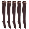 thumbnail image 1 of Lian LifeStyle Women's 5 Pairs Adorable Comfortable Soft Thigh High Over Knee High Cotton Socks Size 2.5-7 L1023(Coffee), 1 of 4