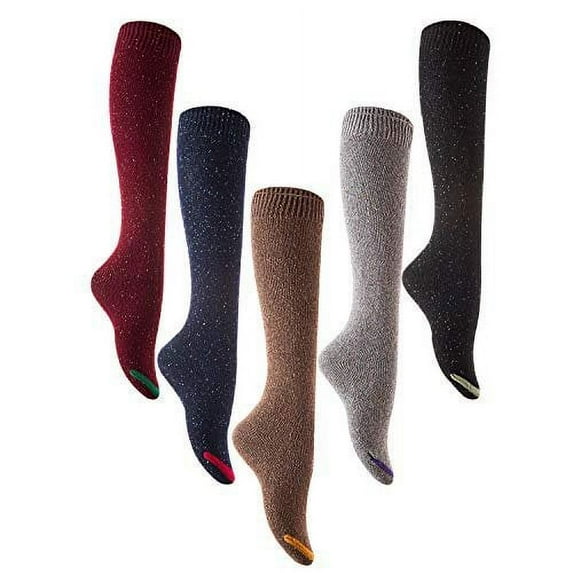 Lian LifeStyle Women's 5 Pairs Awesome, Breathable, Fancy and Cozy Knee High Cotton Boot Socks LW158212 Size 6-9 5 Color