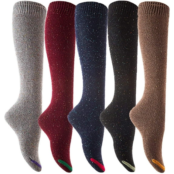 Lian LifeStyle Women's 5 Pairs Gorgeous Knee High Cotton Socks Extra Comfy w/ a stunning LW158212 Size 6-9 Random