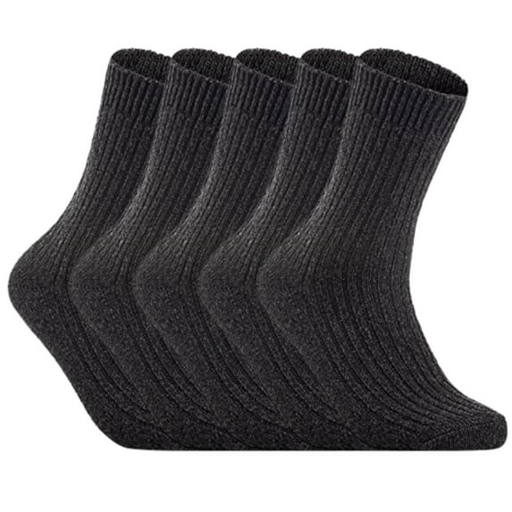 Lian LifeStyle Women's 5 Pairs Knitted Wool Socks One Size 7-10 (Dark Gray)