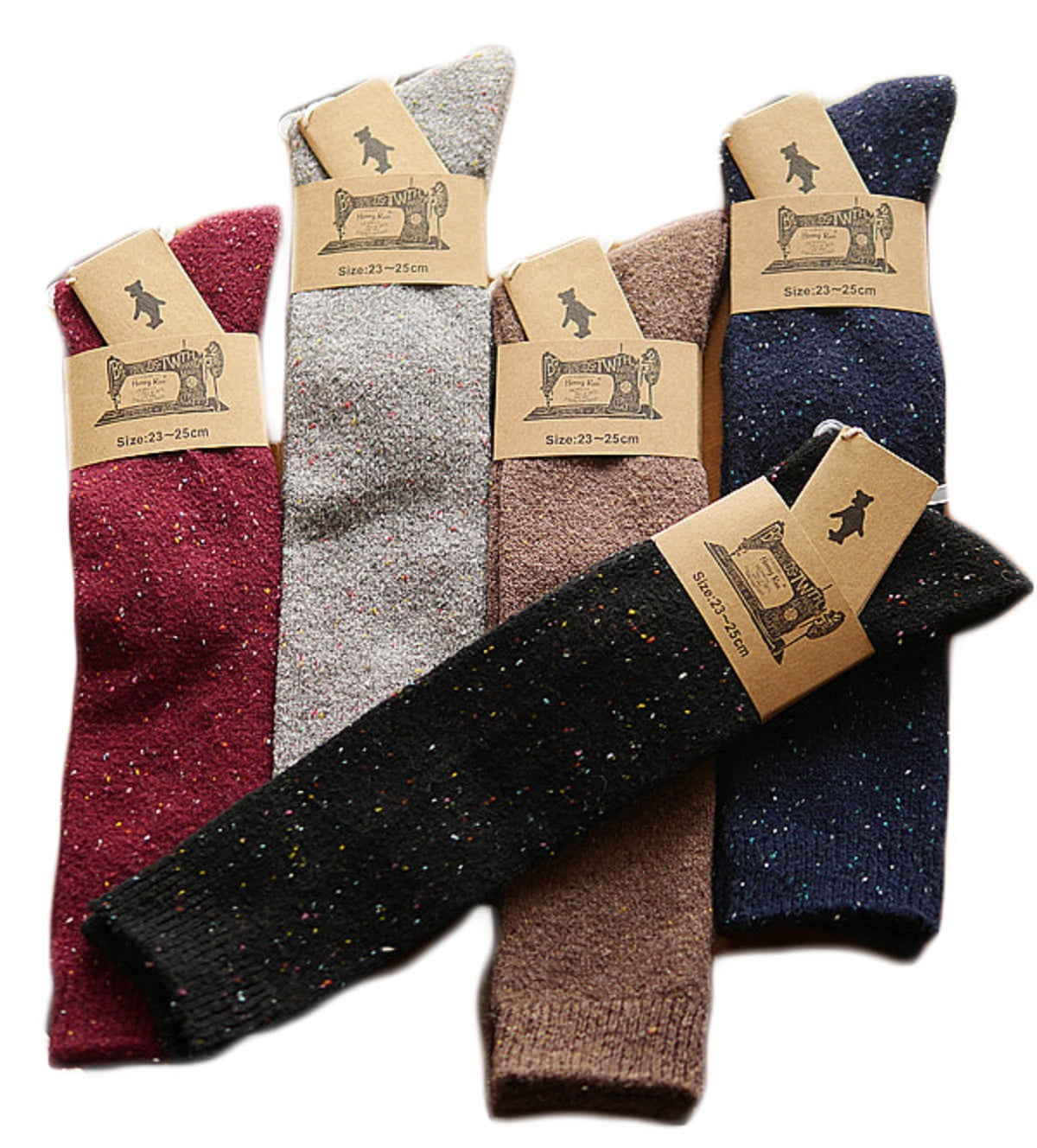Lian LifeStyle Women's 5 Pairs Pack Knee High Cotton Socks Size(5 Color ...