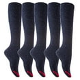 thumbnail image 1 of Lian LifeStyle Women's 5 Pairs Pack Knee High Cotton Socks Size(Navy), 1 of 1