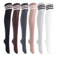 thumbnail image 1 of Lian LifeStyle Women's 6 Pairs Adorable Comfortable Soft Thigh High Over Knee High Cotton Socks, Size 6-9, JMYP1022 Black, Coffee, DarkGrey, Khaki, LightGrey, White, 1 of 1