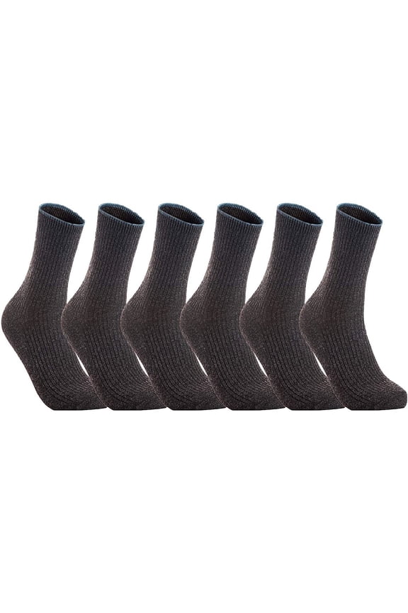 Women's 6 Pairs Cute, Perfect Fit, Cozy Wool Crew Socks With a Wide HR1612 Size 6-9 Size 6-9Dark Grey