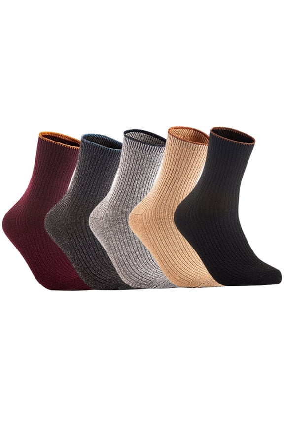 Women's 6 Pairs Cute, Perfect Fit, Cozy Wool Crew Socks With a Wide HR1612 Size 6-9Random