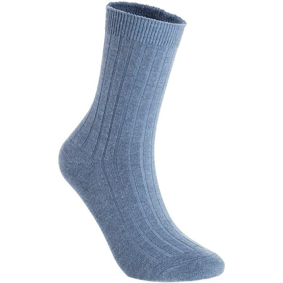 Lian LifeStyle Women's 6 Pairs Pack Fashion Soft Wool Crew Socks Size 6-9 HR1690 Blue