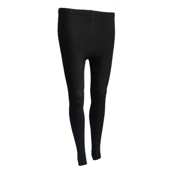 Lian LifeStyle Women's Fashion Cotton Leggings One Size XS/S Black with Color Dots