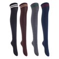 thumbnail image 1 of Lian Lifestyle Women's 4 Pairs Incredible Durable Super Soft Unique Over Knee High Thigh High Cotton Socks, Size US 6-9, JMYP1023 Black, Coffee, Dark Gray, Navy, 1 of 1