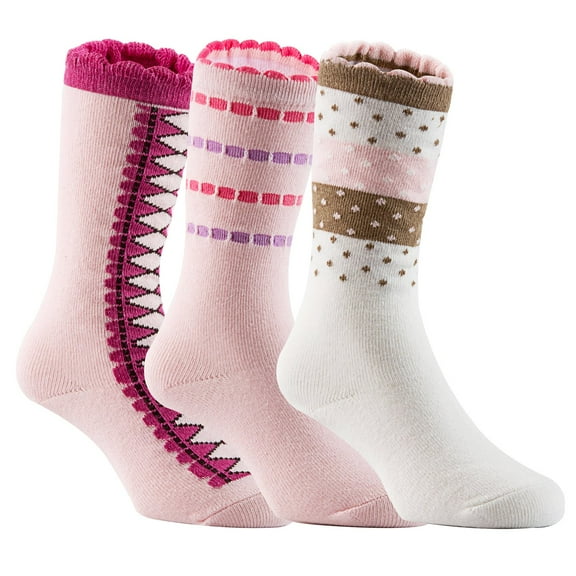 Lian Style Baby Girl's 3 Pairs Knee-high Non-Skid Non-Slip Cotton Socks Learning Socks Great Grip 3 Girl ColorD