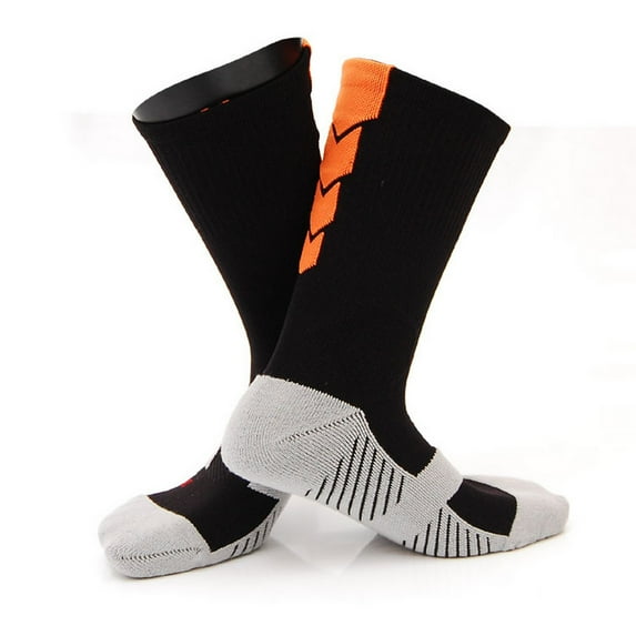 Lian Style Big Boy's 1 Pair All Sport Crew Socks 0027 M(Black w/ Orange Stripes)