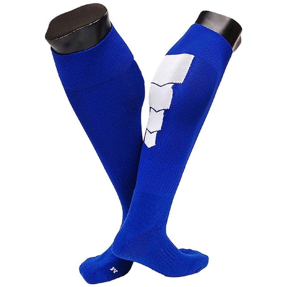 Lian Style Big Boy's 1 Pair Knee-high Athletic Sports Socks 0025 M(Blue w/ White Stripes)