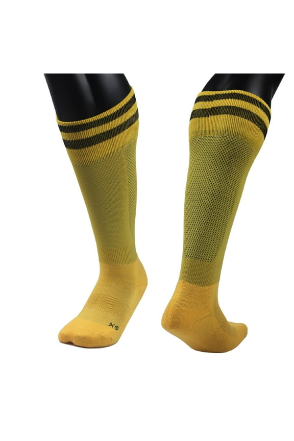 Lian Style Big Girl's 1 Pair Knee Length Sports Socks for Baseball/Soccer/Lacrosse XL003 M(Yellow)