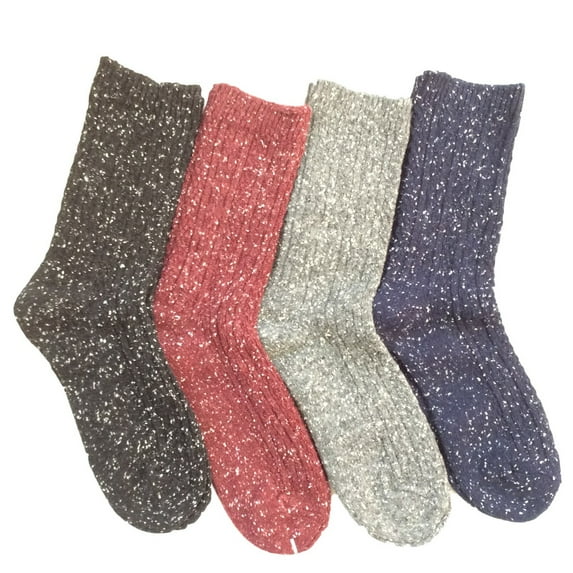 Lian Style Big Girl's Women's 4 Pairs Pack Fashion Soft Cotton Crew Socks Size 6-9 HR1614-4P-05Wine