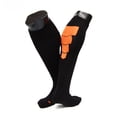 thumbnail image 1 of Lian Style Men's 1 Pair Knee-high Athletic Sports Socks 0025 M(Black w/ Orange Stripes), 1 of 4