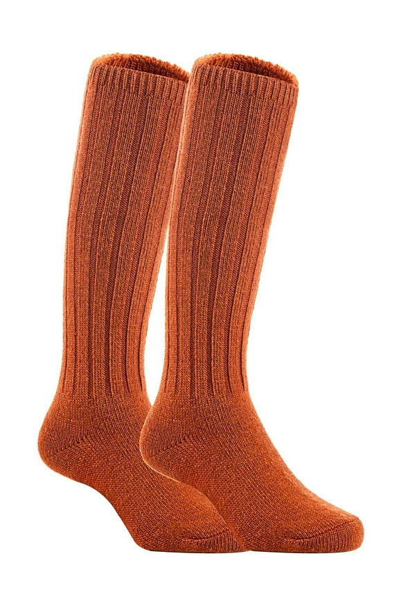 Lian Style Unisex Baby Children 4 Pairs Knee-high Wool Boot Blend Boot Socks Size 4-6Y(Brown)