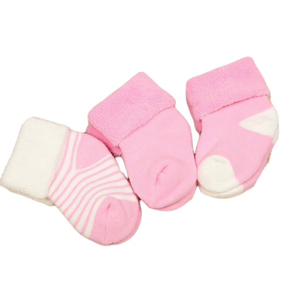 Lian Style Unisex Children 3 Pairs Pack Combed Cotton Crew Socks 12M-24MPink