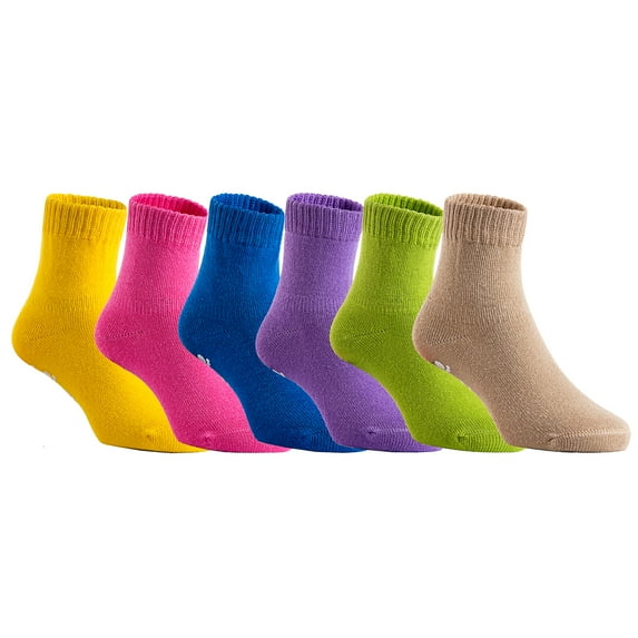 Lian Style Unisex Children 6 Pairs Pack Non Slip Pure Cotton Socks JH107 0Y-1Y Multiple Color