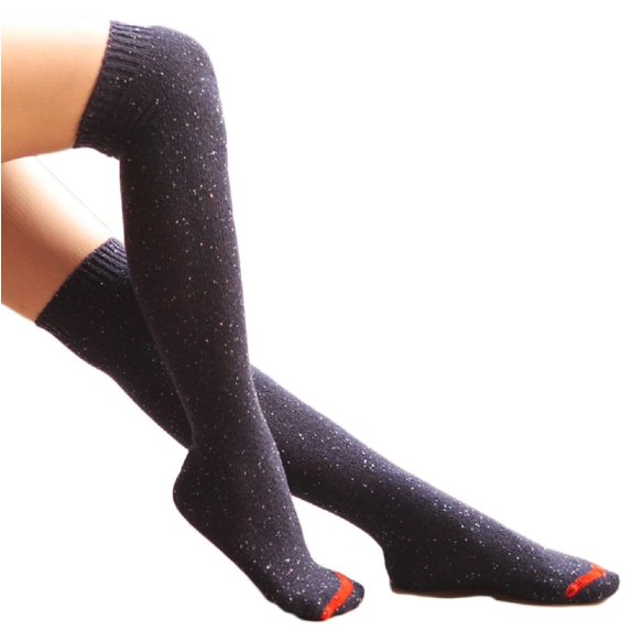 Lian Style Women's 1 Pair Knee Length Cotton Socks Size 7-9Navy
