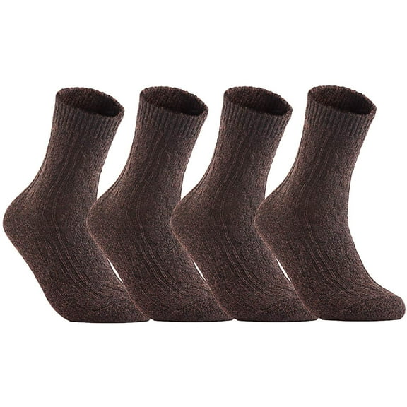 Lian Style Women's 1 Pair Pack Fashion Soft Wool Crew Socks Size 6-9 HR1613(Coffee)