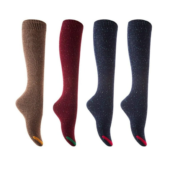 Lian Style Women's 4 Pairs Pack Knee Length Cotton Socks SizeAssorted