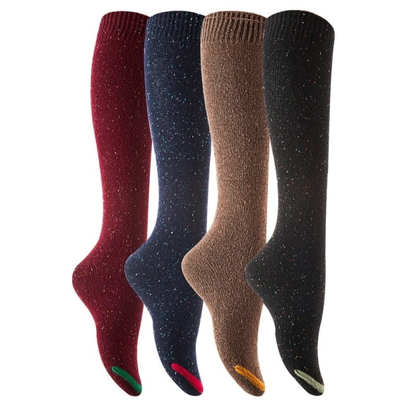 Lian Style Women's 4 Pairs Pack Knee-high Cotton Boot Socks 6-9 Style 8212-34 Color w/o Grey