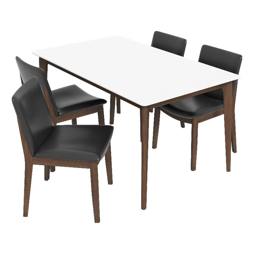 Liana Modern Solid Wood Walnut Dining Room & Kitchen Table and 4 Chair ...