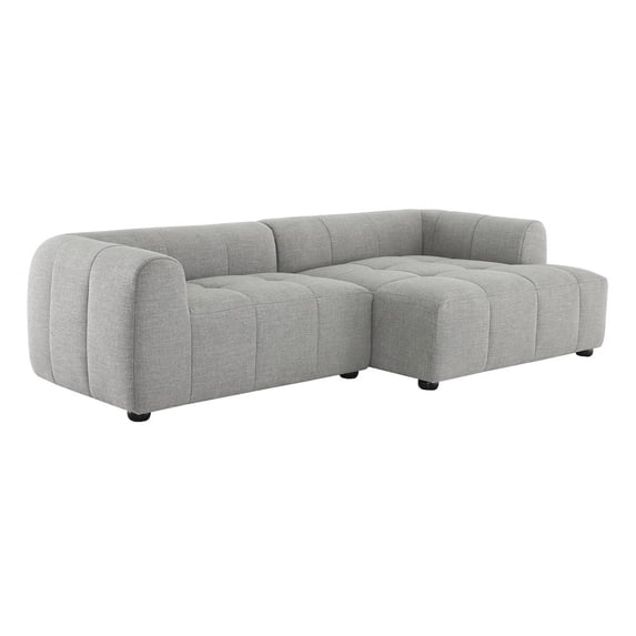 Liana Right-Facing Upholstered Fabric Modular Sofa with Chaise in Pewter