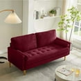 thumbnail image 1 of LiangFu 67" Modern Velvet Loveseat 2-Seat Sofa with Golden Frosted Legs Mid Century Sofa Compact Love Seat with 2 Pillows for Livingroom, Apartment,RED, 1 of 7