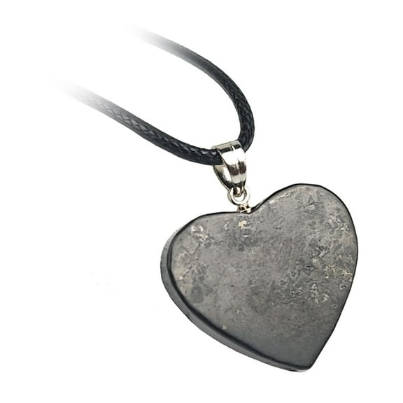 LiangJiang Heart Shaped Shungite Pendant Necklace Stone with Black Cord, Healing Crystal Jewelry for Women and Men