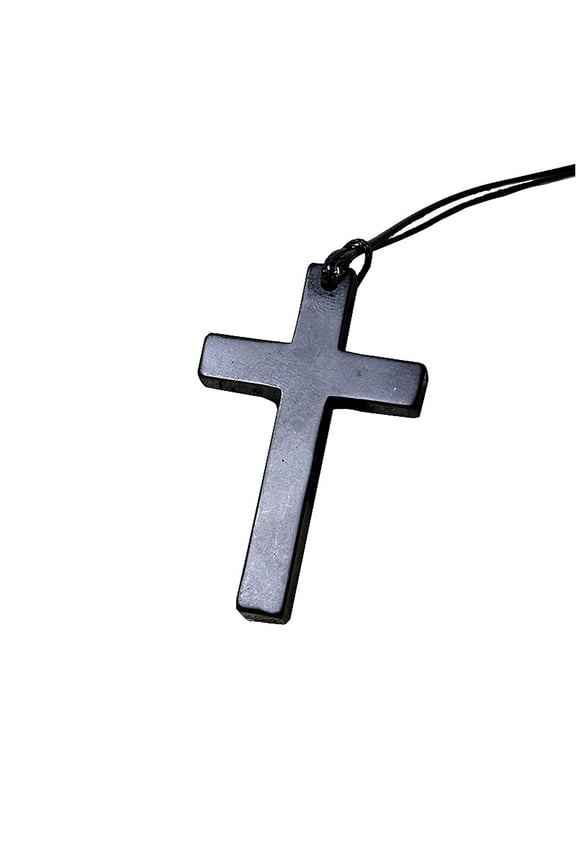 Karelian Shungite Cross Pendant Natural Stone Jewelry Accessory