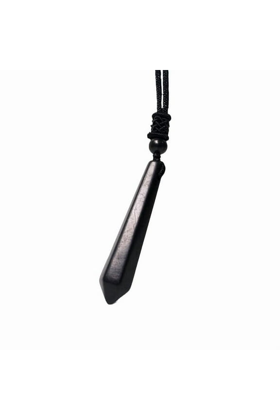 Natural Shungite Pendant Necklace - Polished Black Crystal Point with Adjustable Cord for Negative Energy Protection and Healing