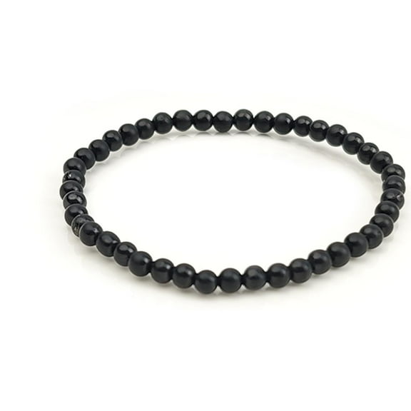 LiangJiang Shungite Bracelet - Natural Black Shungite Stone Beads, Healing Crystal Energy Protection, Handcrafted Jewelry (4mm)