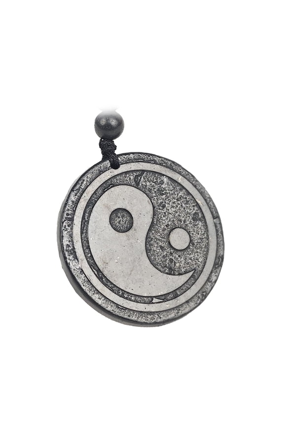 Shungite Pendant Round Shape | Healing Spiritual Natural Black Crystal Jewelry Pendant | Sacred Symbol Talisman Amulet Necklace for Meditation (Norse Tree of Life)