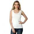thumbnail image 1 of LiangRou Women's Mini-Ribbed Stretch Scoop Neck Tank Top Creamy White Small (US 2 4 6), 1 of 6