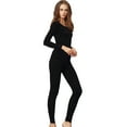 thumbnail image 1 of LiangRou Women's Scoop Neck Long Johns Ultra Thin Modal Thermal Underwear Top & Bottom Set Black X-Large, 1 of 8